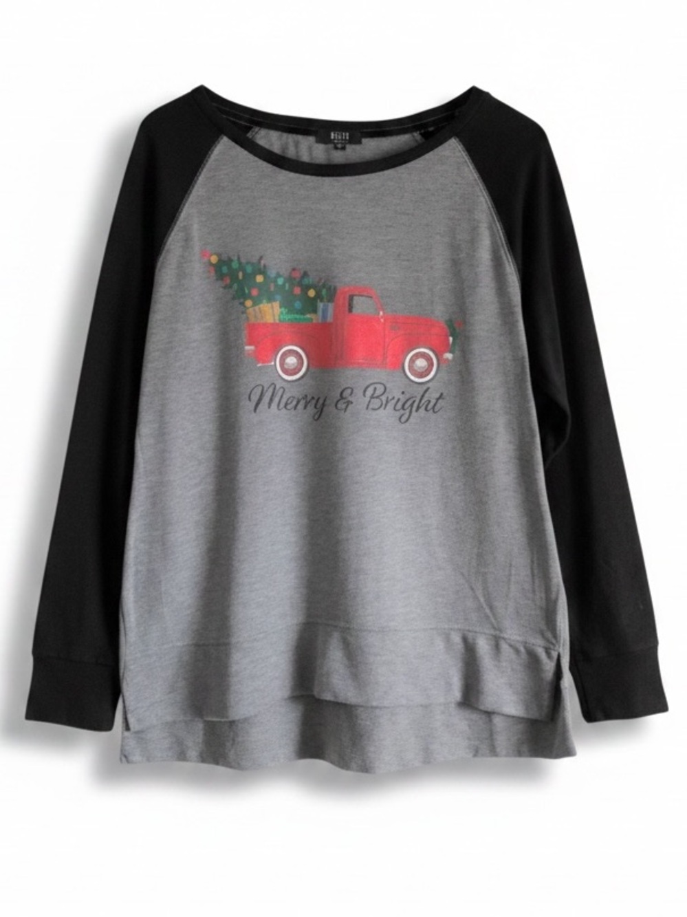 MODERN CANVAS Women's Long Sleeve Holiday Christmas T-Shirt Novelty Gray Large